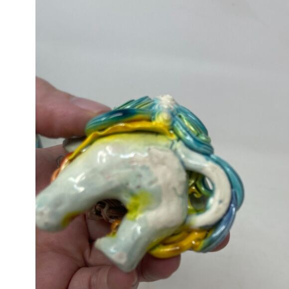 Vintage Guardian Foo Dog Chinese Asian Wu Cai Porcelain Koji Pottery PAIR Dragon - Picture 8 of 16